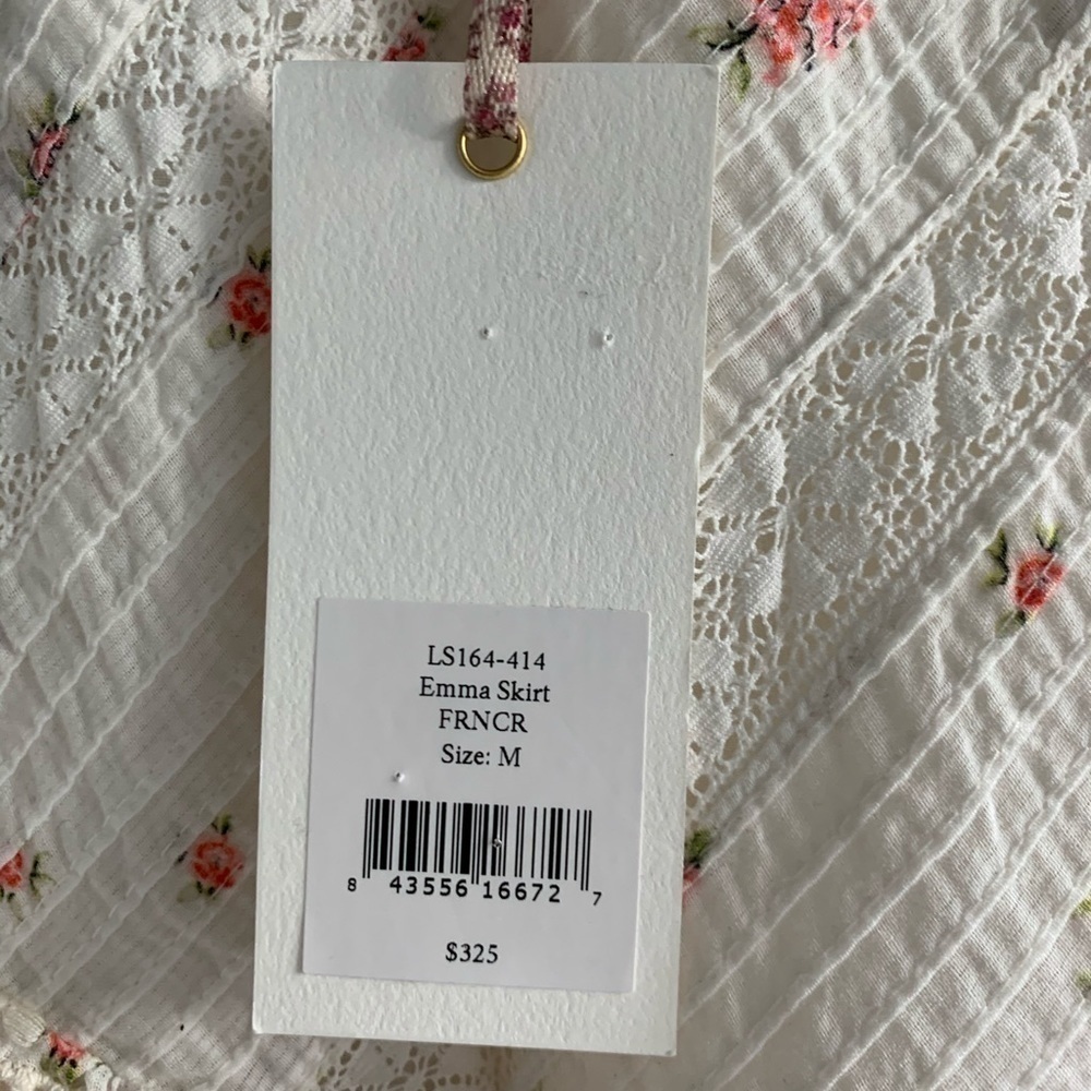 LoveShackFancy Emma ruffled floral skirt french cream combo - Picture 6 of 13